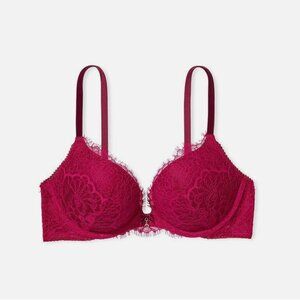 Victoria's Secret Push Up Bra 32DD Push Up Claret Maroon Burgundy Wine Red NWOT